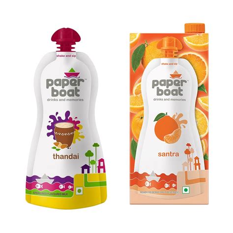 Paper Boat Thandai, 180ml (Pack of 6) + Paper Boat Orange 1L (Pack of 2 ...