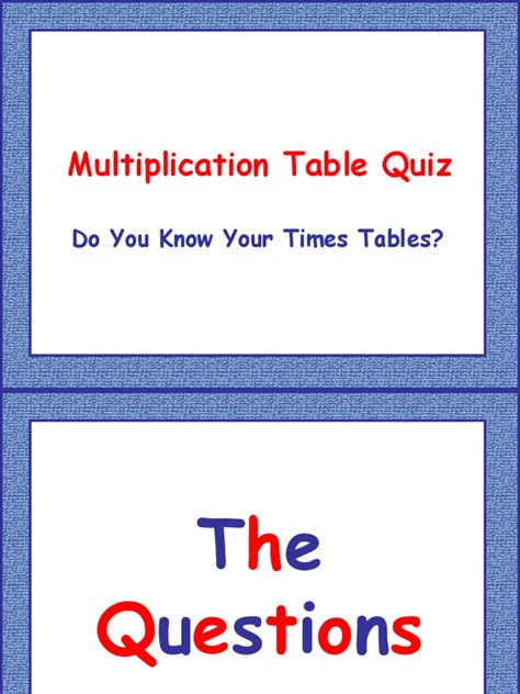 Multiplication Quiz | PDF