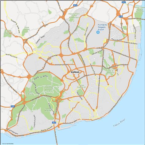 Map of Lisbon, Portugal - GIS Geography