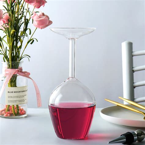 Amazon.com | Whimsical Upside Down Wine Glass - 8 Inch Tall Stemmed Red ...