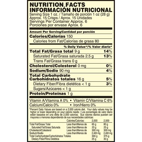 Pringles Cheddar Cheese Nutrition Label at Thelma Guerrero blog