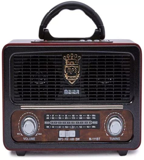 showkah® MEIER M-111BT Retro Wooden Bluetooth Radio – Portable AM/FM/SW ...