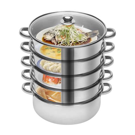 Amazon.com: LINISHOP 5 Tier Steamer Food Steamer Stainless Steel ...
