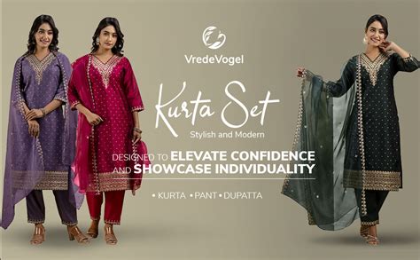 Buy VredeVogel Women's Chanderi Silk Embroidered Kurta with Pant ...