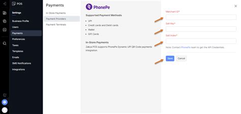 Integrate PhonePe with Zoho POS