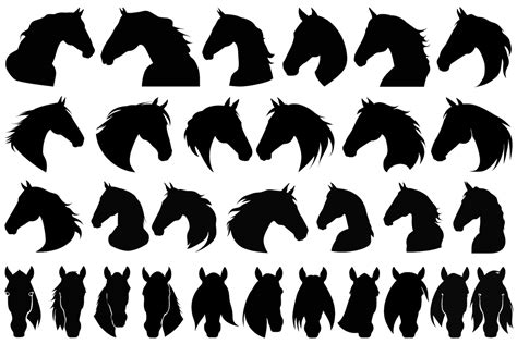 Horse Head Silhouettes, Horse Heads SVG PNG Clipart Bundle, Horse Heads ...