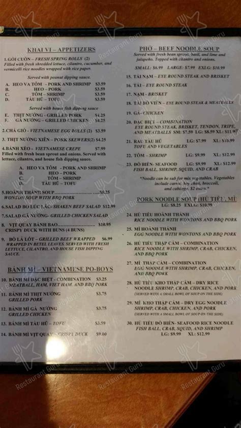 Menu at Dang's restaurant, Baton Rouge, Florida Blvd