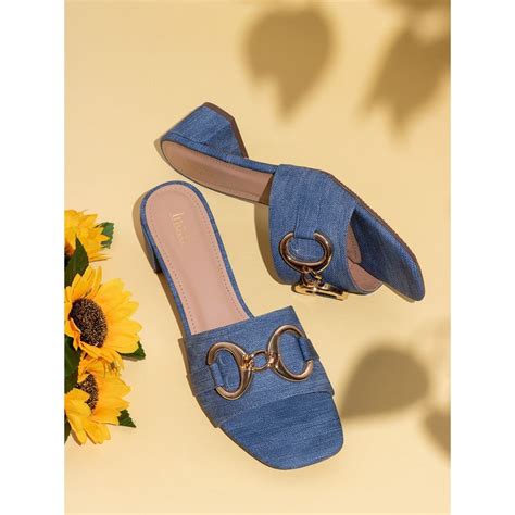 Buy Inc.5 Womens Blue Party Wear Solid Square Toe Heels Online
