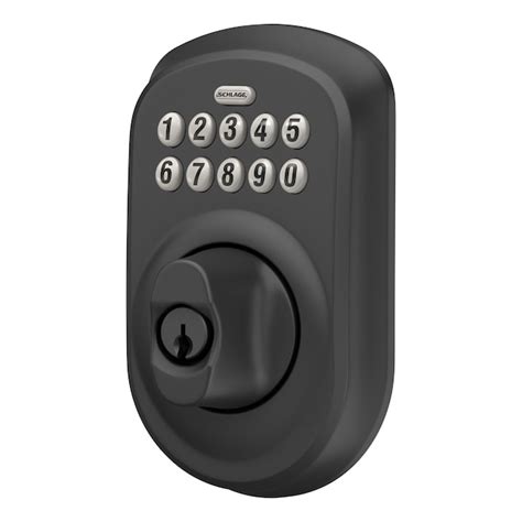 Schlage Plymouth Matte Black Electronic Deadbolt with Keypad BE365 V ...