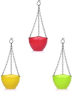 SOLIDA Plastic Diamond Basket Hanging / Chain Flower Pot Planters ...