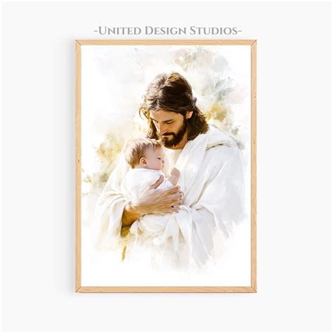 Jesus Holding Baby Painting Printable Wall Art, Jesus With Children ...