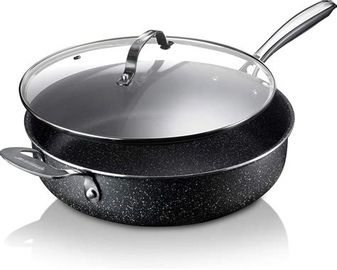 Granitestone Sauté Pan with Lid - 5.5 Quart. Non Stick Deep Frying Pan ...