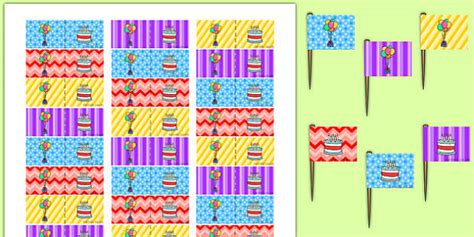 10th Birthday Party Toothpick Flags (teacher made) - Twinkl