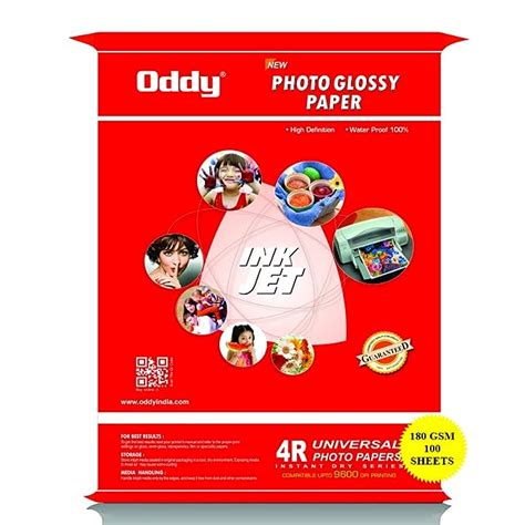 Oddy 180 GSM 4R Size (6 X 9 inches) Glossy Photo Paper – Waterproof ...