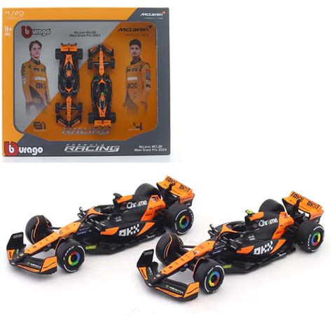 Bburago 1:43 McLaren MCL38 2024 F1 Model Car Set of 2 – Diecast ...