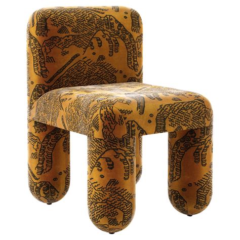 Modern Low Chair Hello in Dedar Tiger Mountain fauve jacquard velvet by ...
