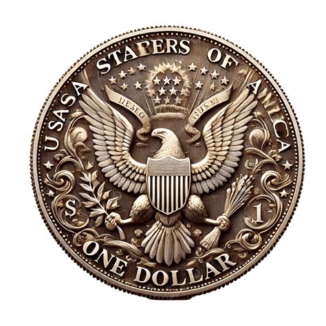 A Detailed Us One Dollar Coin With The American Eagle Emblem, Us One ...