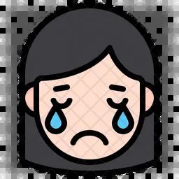 Crying Girl Emoji Icon - Download in Colored Outline Style