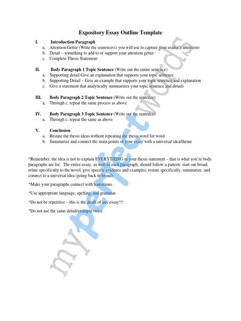 Expository Essay Outline Example PDF | PDF