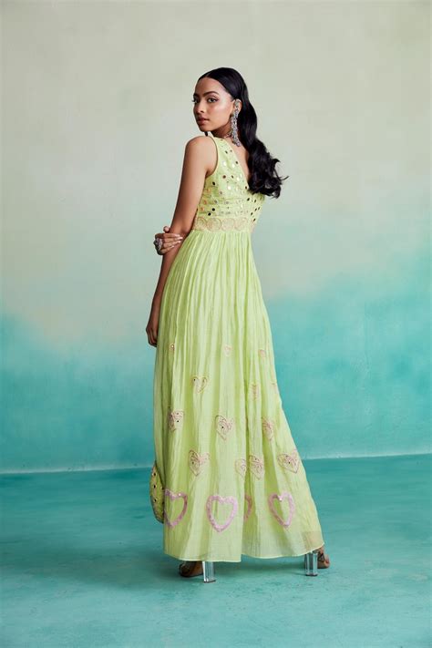 Lime Hand embroidered gathered Jumpsuit – The right cut store