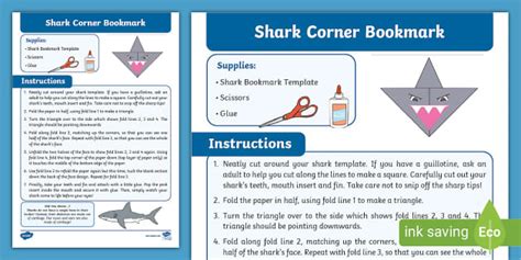Page Corner Shark Bookmark Craft | Twinkl | KS1 | Crafts