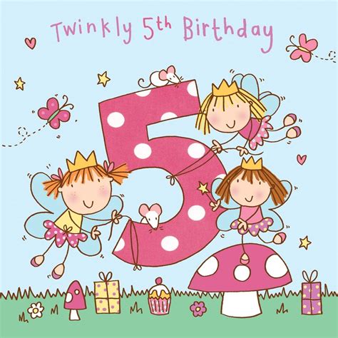 Buy Twizler 5th Birthday Card Girl Fairy Princess – Age 5 Birthday Card ...