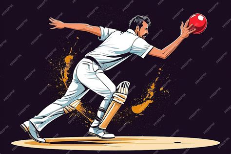Bowler bowling in cricket championship sports Vector illustration of ...
