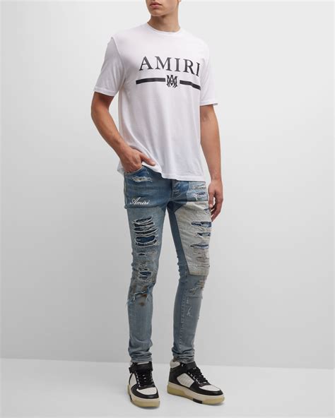 Amiri Men's Artisanal Ripped Skinny Jeans | Neiman Marcus