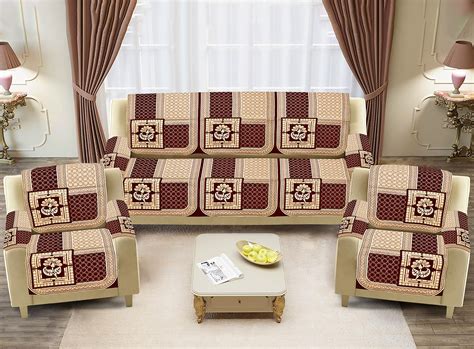 Dazzling DECOR Velvet Sofa Cover with Arm Covers Set of 5 Seater ...