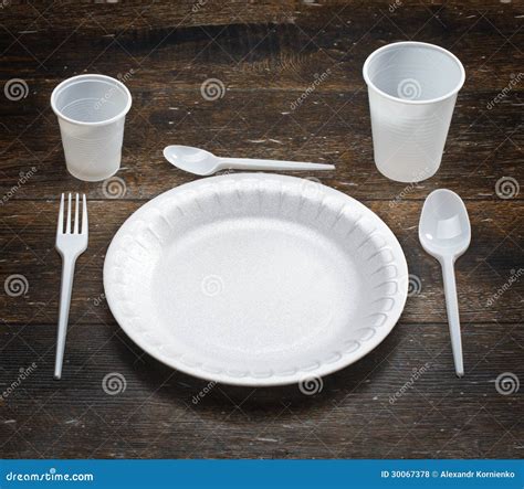 White Disposable Dishware Set Stock Photo - Image of empty, tableware ...