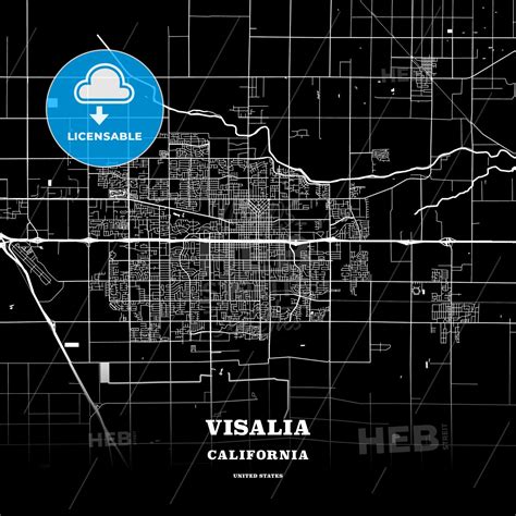 Black Map Poster Template Of Visalia, California, Usa – HEBSTREITS