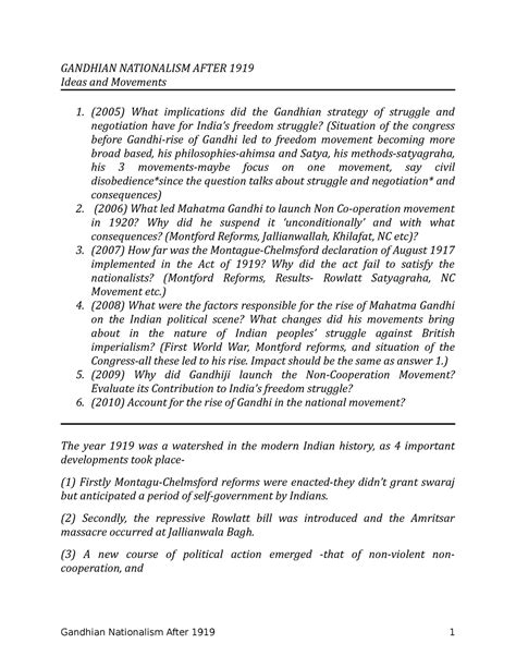 Gandhian Nationalism after 1919 - GANDHIAN NATIONALISM AFTER 1919 Ideas ...