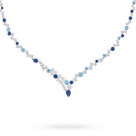 Sparkling Cluster Sapphire, Aquamarine and Diamond Necklace | Harry Winston