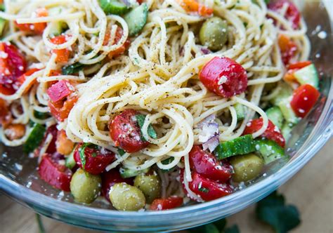 Easy Parmesan Spaghetti Pasta Salad Recipe - No Plate Like Home
