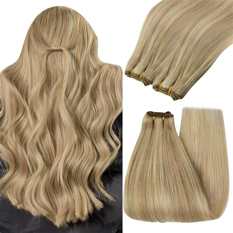 Amazon.com : YoungSee 24In Sew in Hair Extensions Human Hair Highlight ...