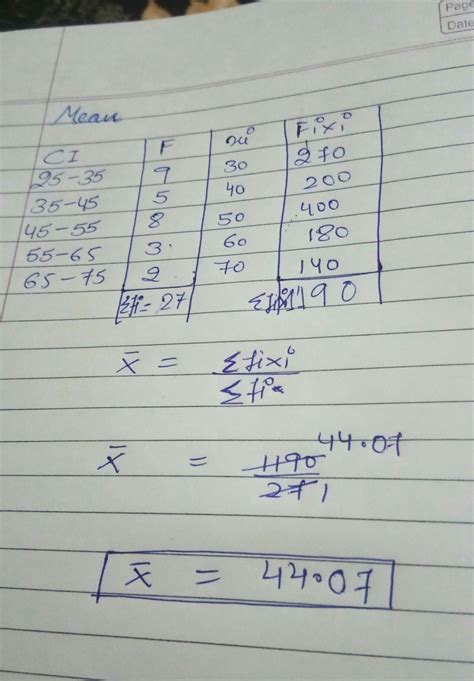 find the mean of the following data Class 25-35, 35-45, 45-55,55-65,65 ...