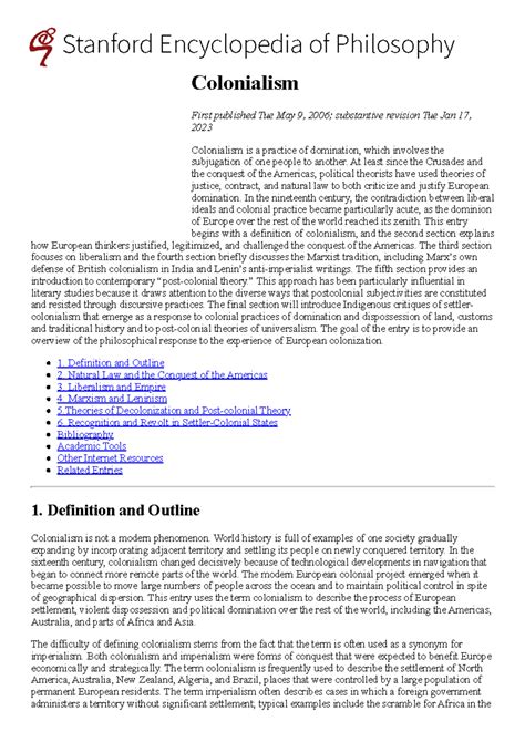 Colonialism (Stanford Encyclopedia of Philosophy) - Stanford ...