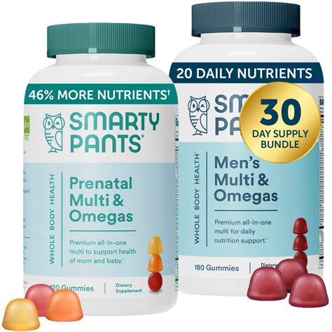 SmartyPants Prenatal Gummy Vitamins & Mens Multi Bundle, 30 Day Supply ...