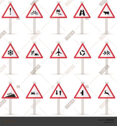 Warning Road Signs. Vector & Photo (Free Trial) | Bigstock