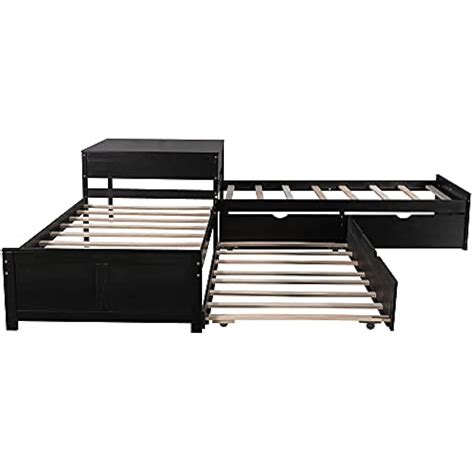 Bellemave L-Shaped Twin Platform Bed Frame with Trundle and 2 India | Ubuy