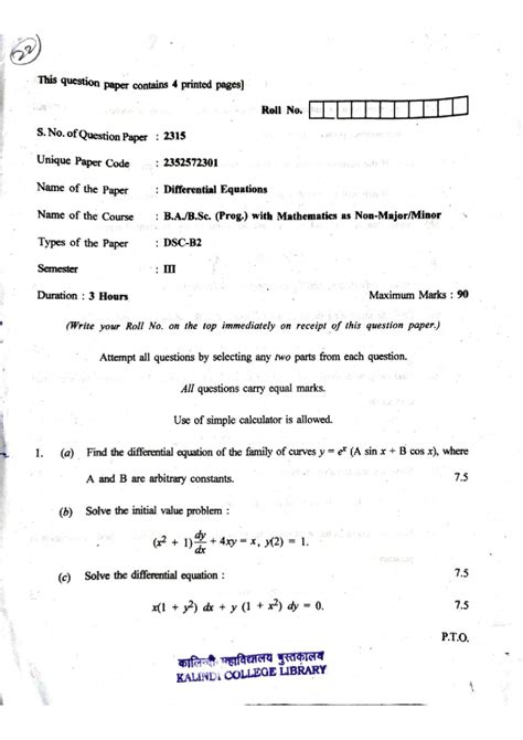PYQ Paper 6: Differential Equations (Prog.) - 2024 Exam - Studocu