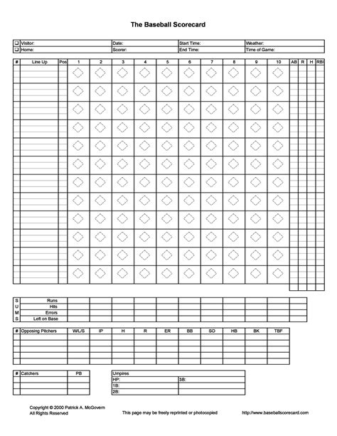 Baseball Box Score Sheet 的图像结果