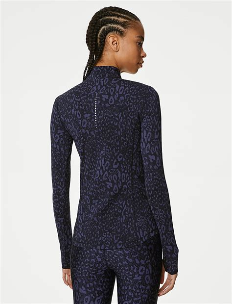 Buy Printed Funnel Neck Half Zip Running Top at Marks & Spencer