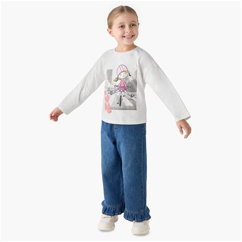 Buy Juniors Graphic Print T-shirt with Long Sleeves from Juniors at ...