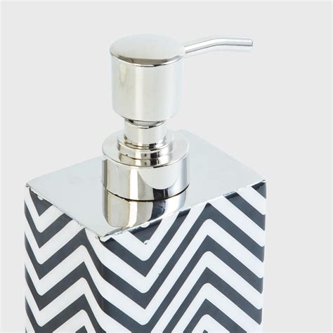 Buy Andrey Black and White Printed Square Metal Soap Dispenser - 195ml ...