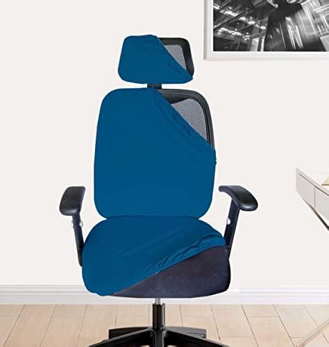 HOTKEI 3 Piece Airforce Blue Office Chair Cover with Headrest Cover ...