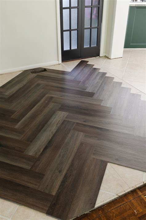 How to Install a Herringbone LVP Floating Floor Over Tile - DESIGN IT ...