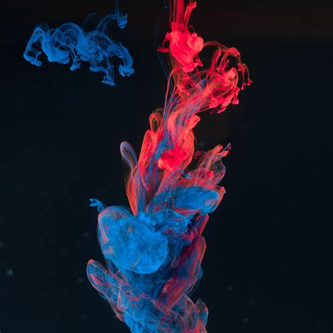 Download wallpaper 3415x3415 paint, liquid, clots, abstract, blue, red ...