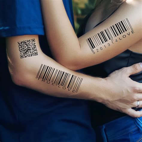 Koinstec Temporary Tattoo Sticker True Love Barcode Tattoo Waterproof ...