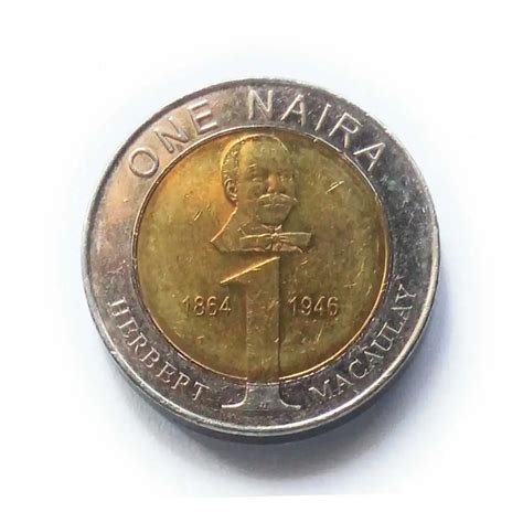 Bimetal Coins: Nigeria 1 Naira Herbert Macaulay 1864 - 1946